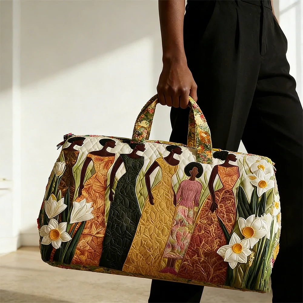 African American Women's Quilted Duffle Bag | Weekender Travel Tote