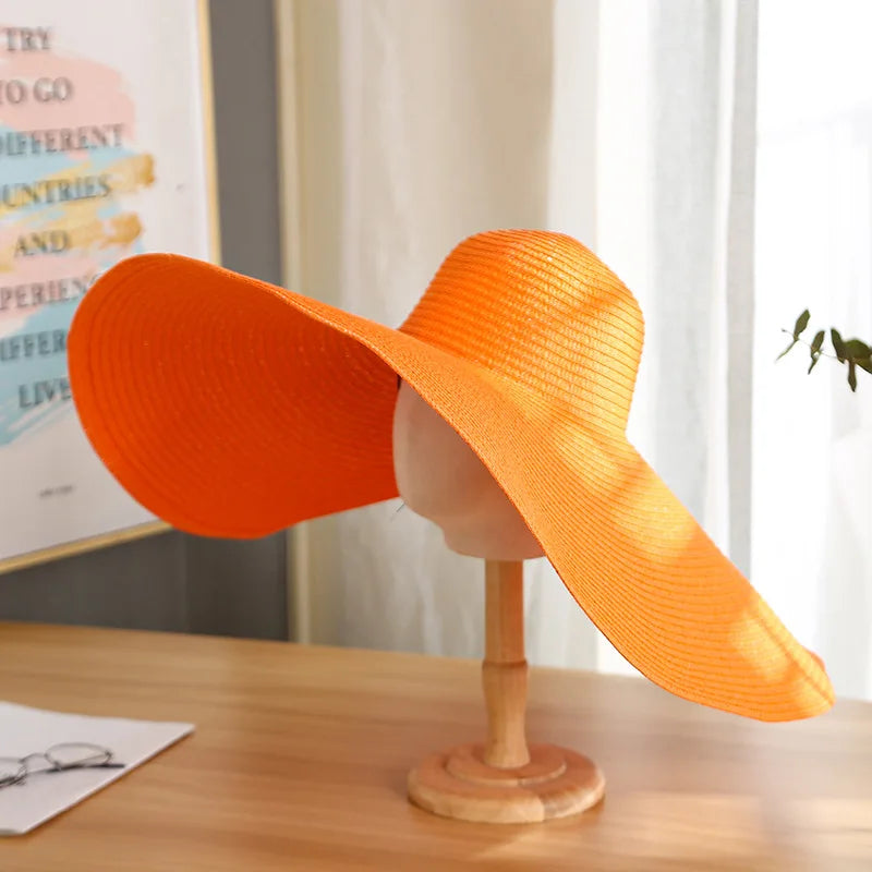 Oversized Wide Brim Foldable Straw Sun Hat