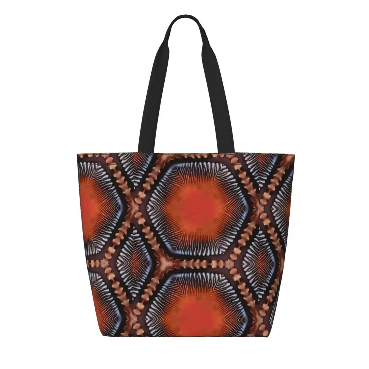 African Ankara Print Canvas Tote Bag | Washable Bohemian Shoulder Shopper