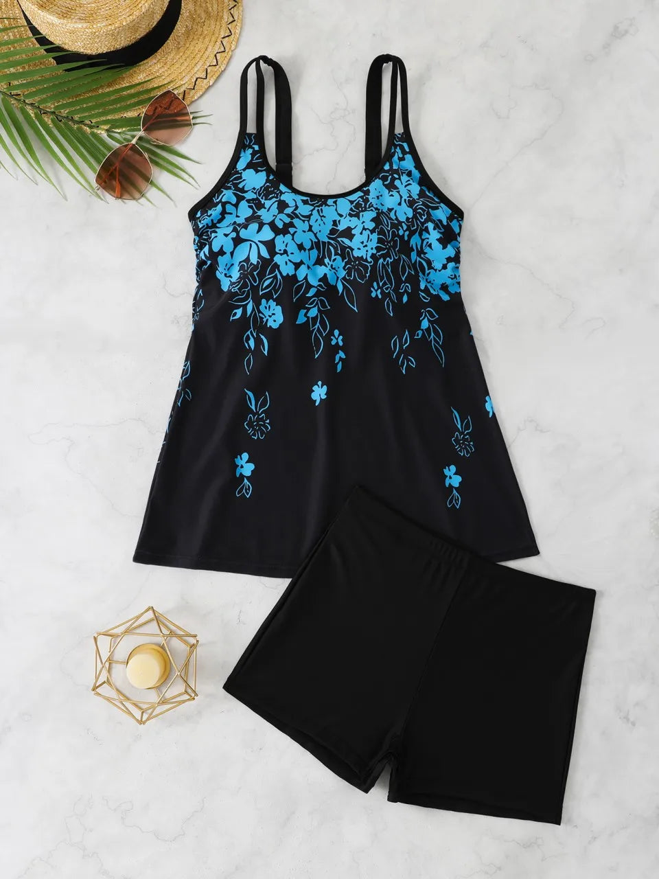 Hollow Strappy Tankini Print Swimsuit 2026 Women High Waist Swimwear Female 2 Piece Beach Wear Bathing Swim Suit Swimming Summer