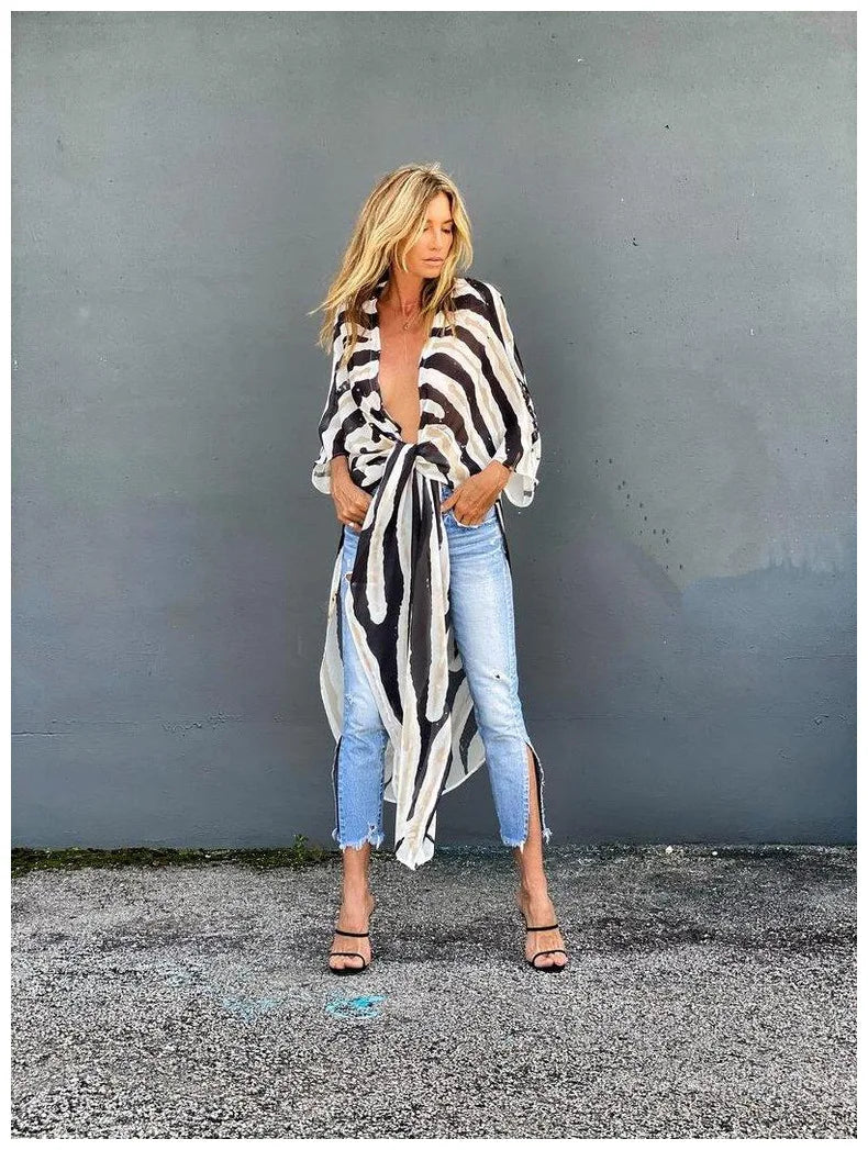 Tie Dye Open Front Beach Cover-Up Dress | Flowy Maxi Swimsuit Cover Up for Women
