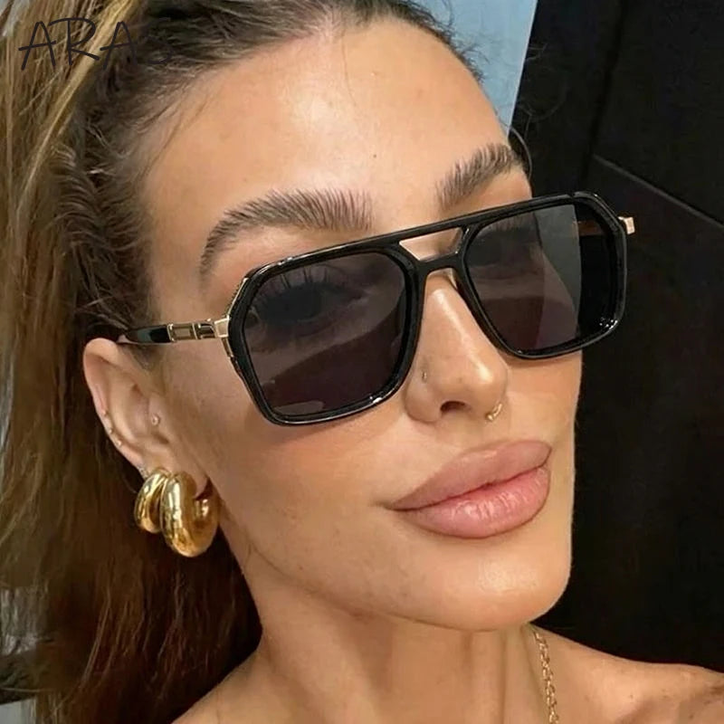 Vintage Steampunk Double Bridge Sunglasses | Polarized & Classic Shades for Women