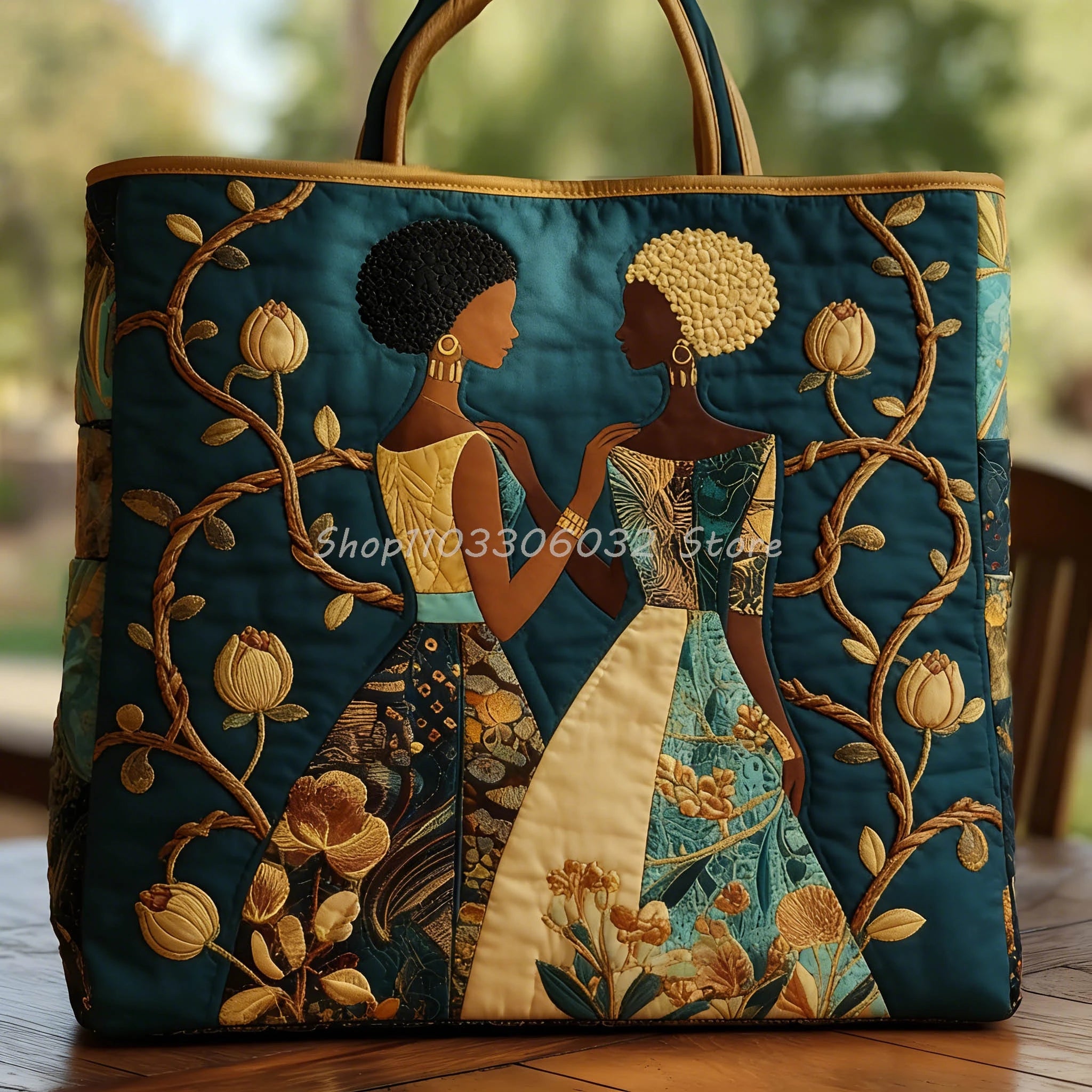 African American Vintage Quilted Tote | Outdoor Weekender Travel Bag