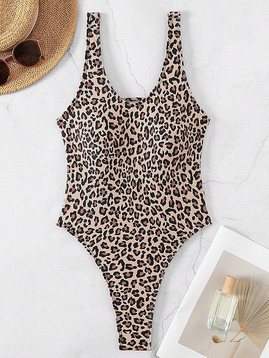 Leopard Print Backless Monokini | High Cut One-Piece Swimsuit for Women