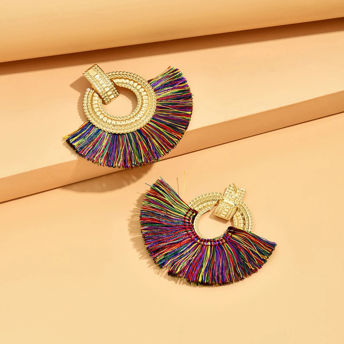 Boho Geometric Fan Stud Earrings | Bold Statement Earrings for Women