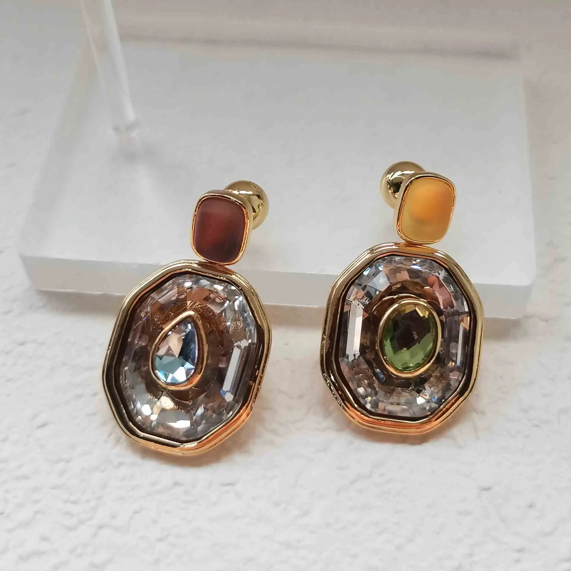 Geometric Jewelry Set | Clip-on Earrings, Necklace, Bracelet & Ring for Women