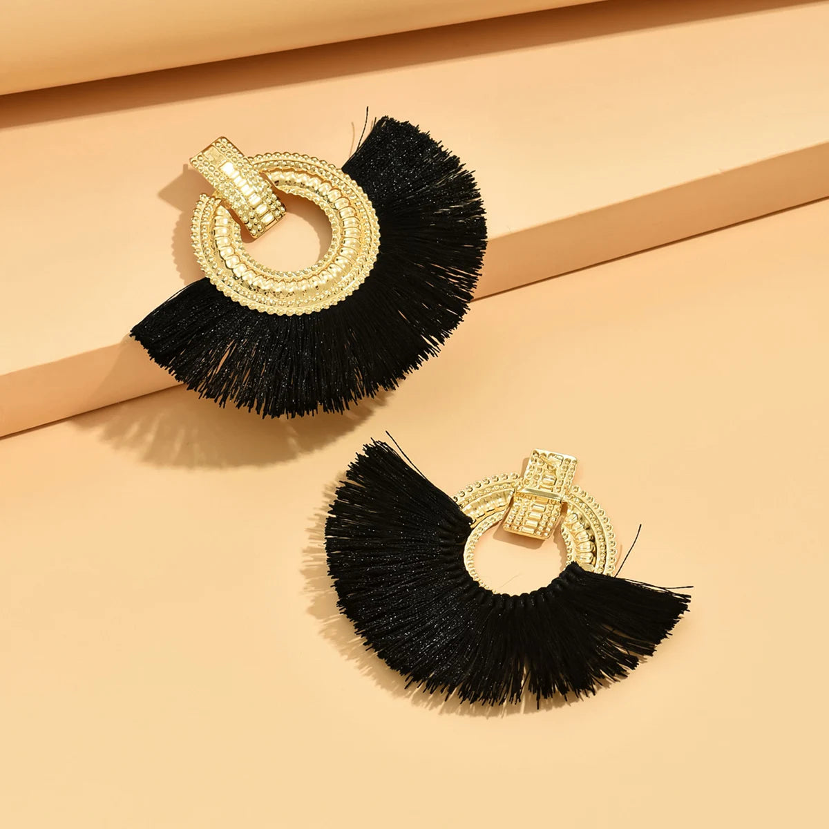 Boho Geometric Fan Stud Earrings | Bold Statement Earrings for Women